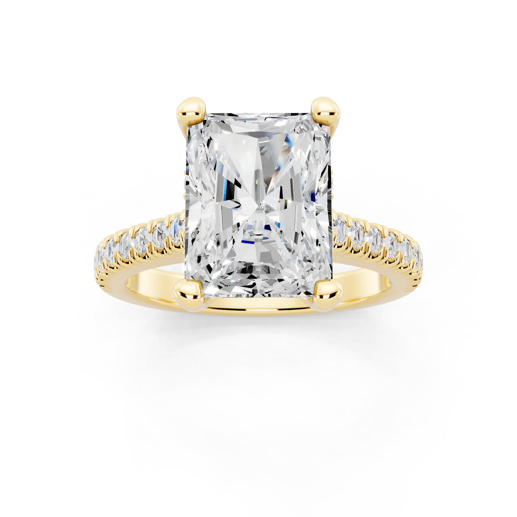 Customizable 2.5ct Lab Diamond Radiant cut Engagement Ring with Hidden Halo