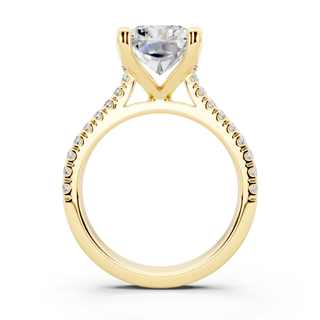 Customizable 2.5ct Lab Diamond Radiant cut Engagement Ring with Hidden Halo
