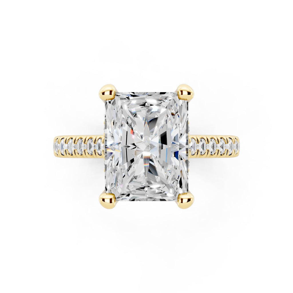Customizable 2.5ct Lab Diamond Radiant cut Engagement Ring with Hidden Halo