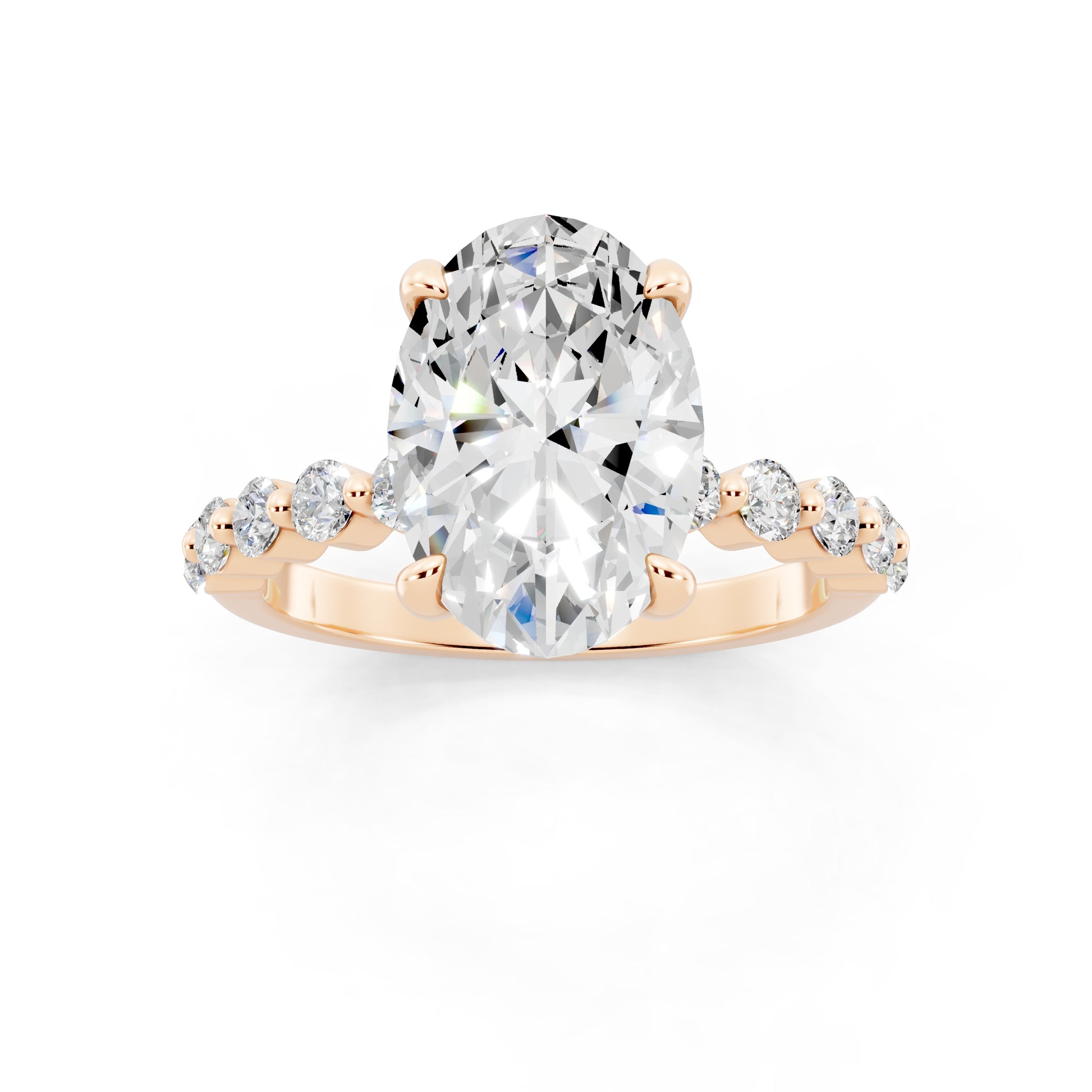 Customizable 2ct Lab Diamond Oval cut Prong band Engagement Ring