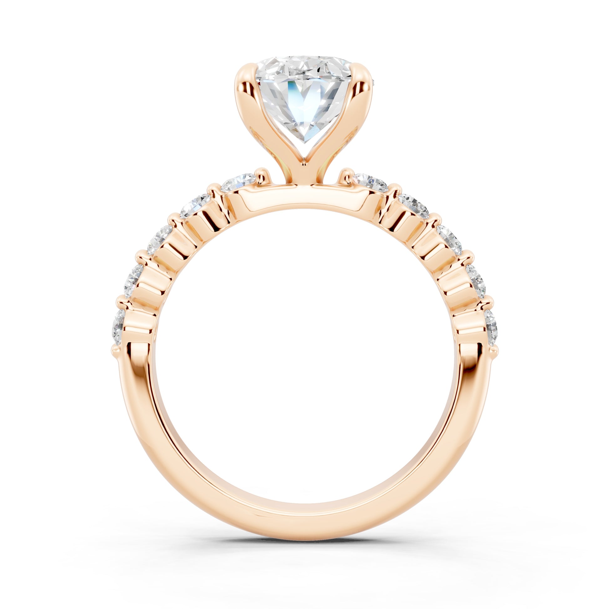Customizable 2ct Lab Diamond Oval cut Prong band Engagement Ring
