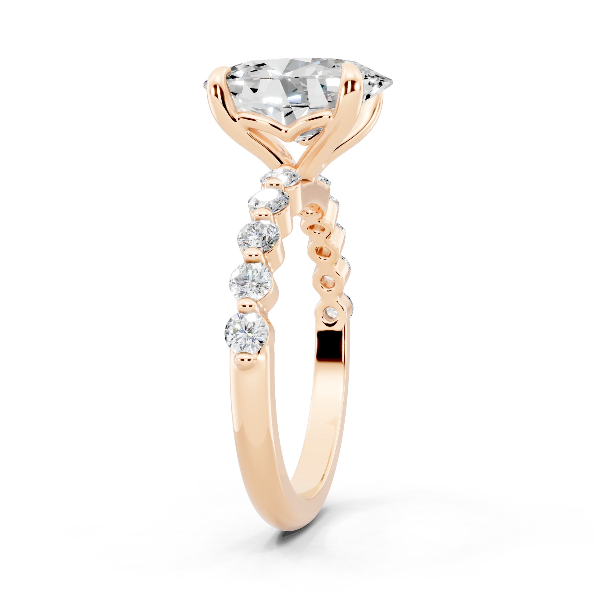 Customizable 2ct Lab Diamond Oval cut Prong band Engagement Ring