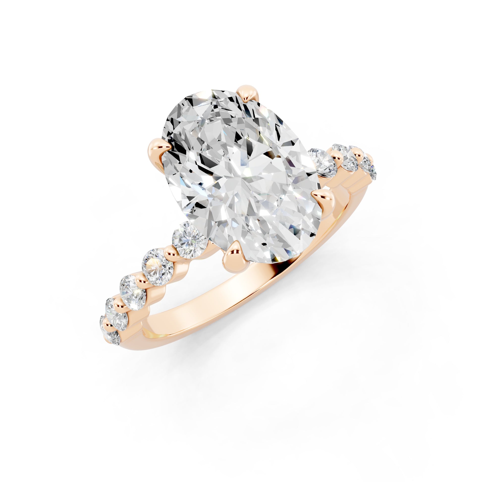 Customizable 2ct Lab Diamond Oval cut Prong band Engagement Ring