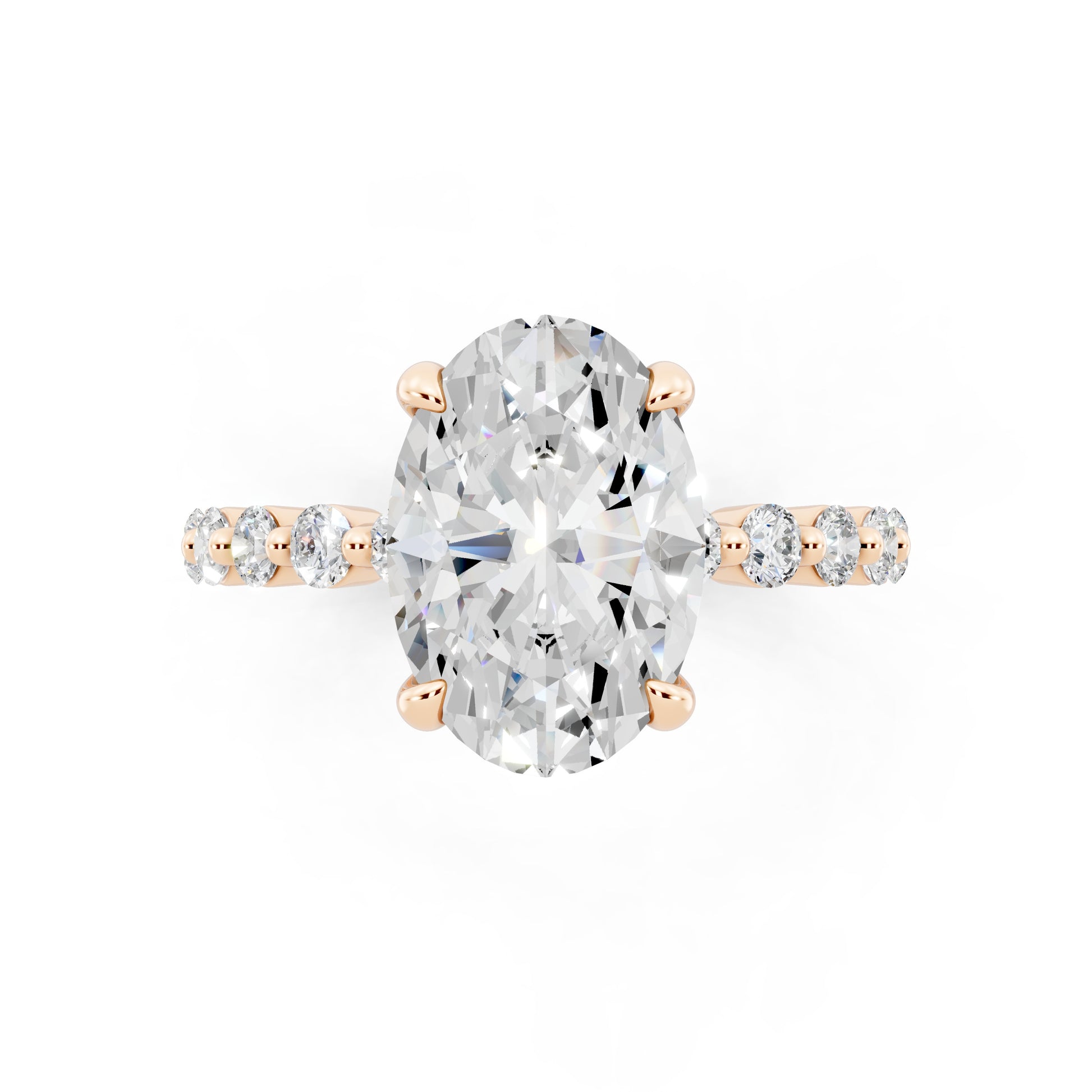 Customizable 2ct Lab Diamond Oval cut Prong band Engagement Ring