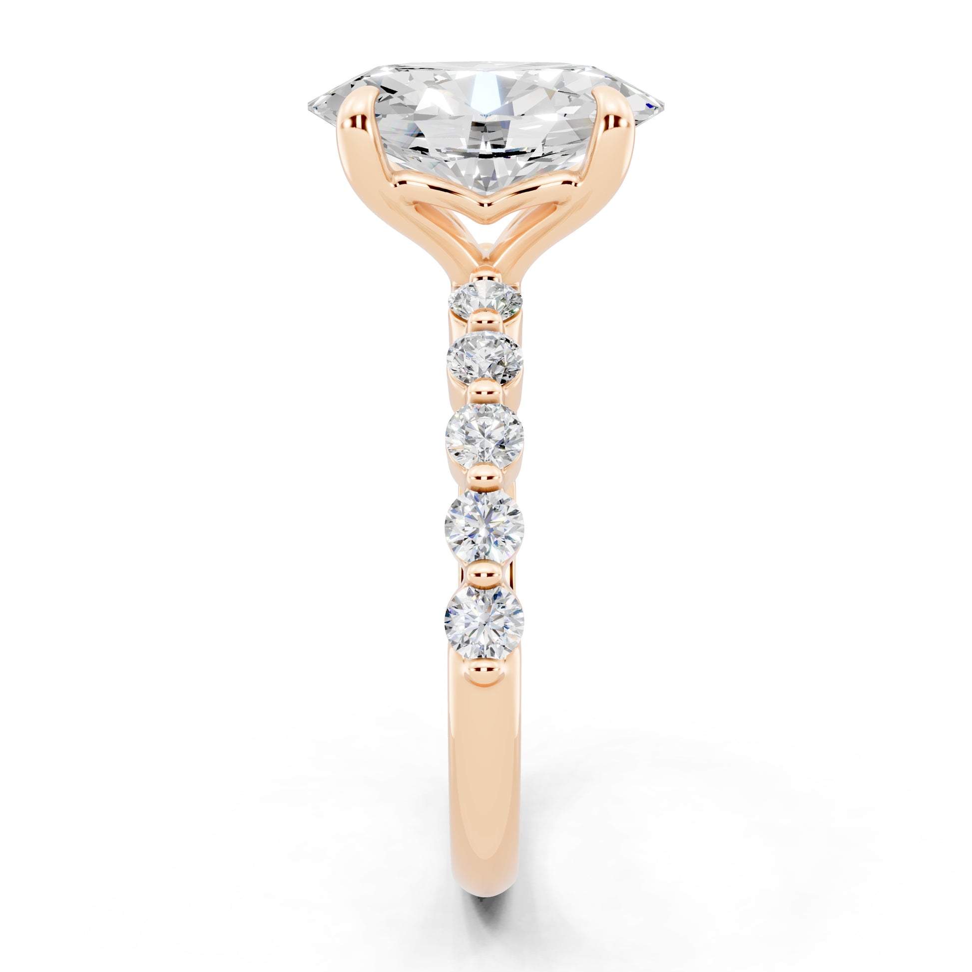 Customizable 2ct Lab Diamond Oval cut Prong band Engagement Ring