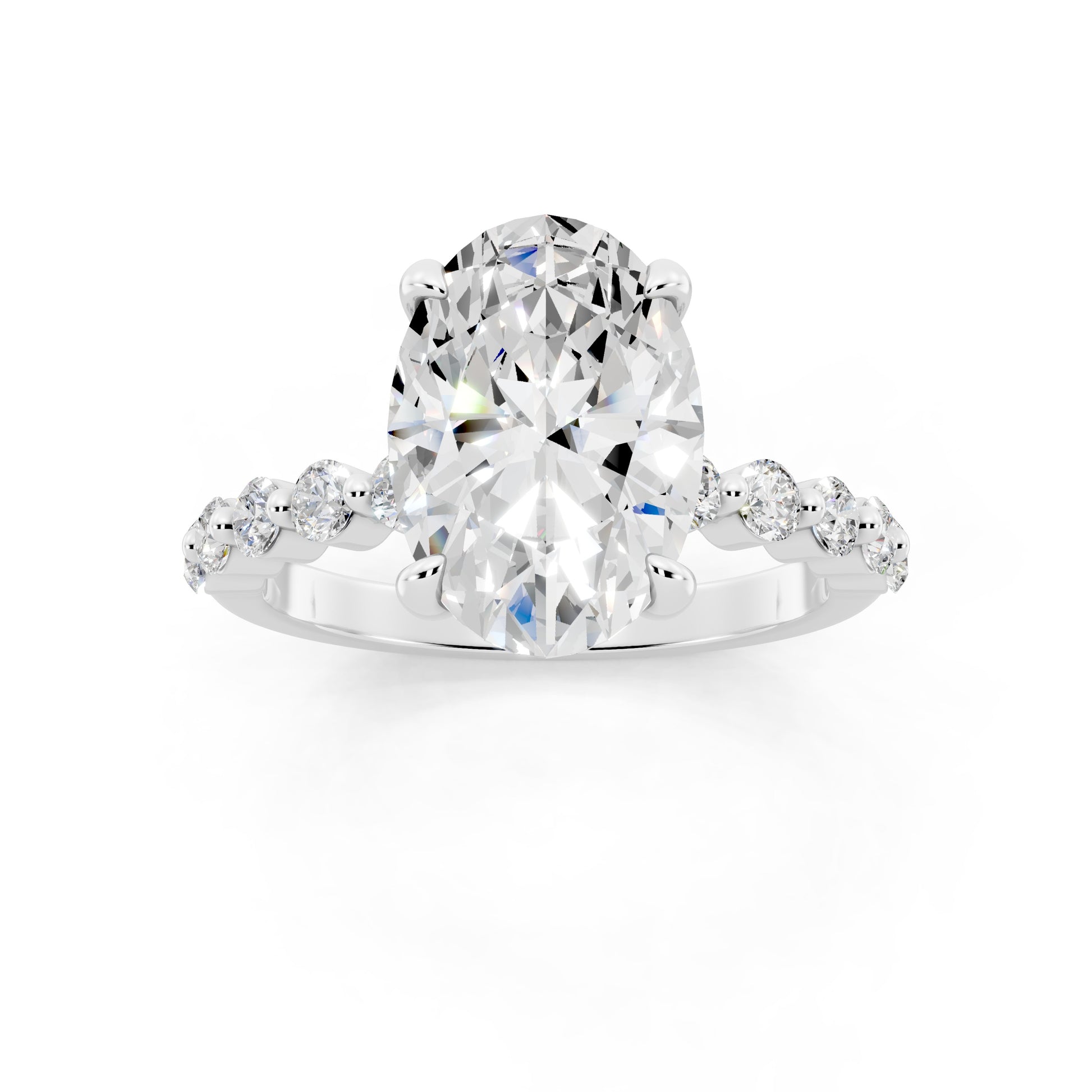 Customizable 2ct Lab Diamond Oval cut Prong band Engagement Ring