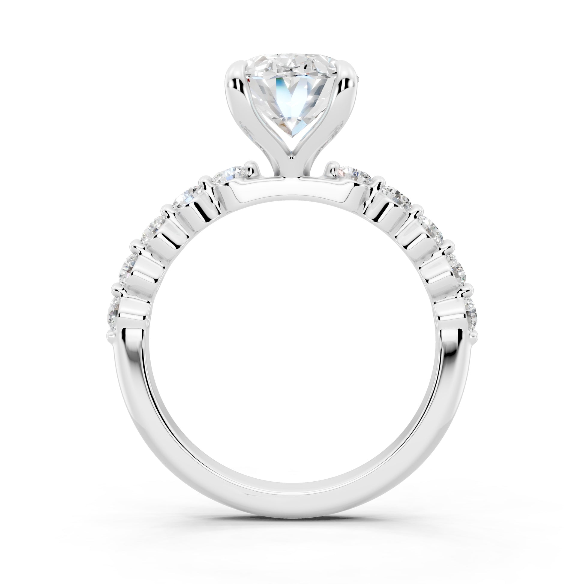 Customizable 2ct Lab Diamond Oval cut Prong band Engagement Ring