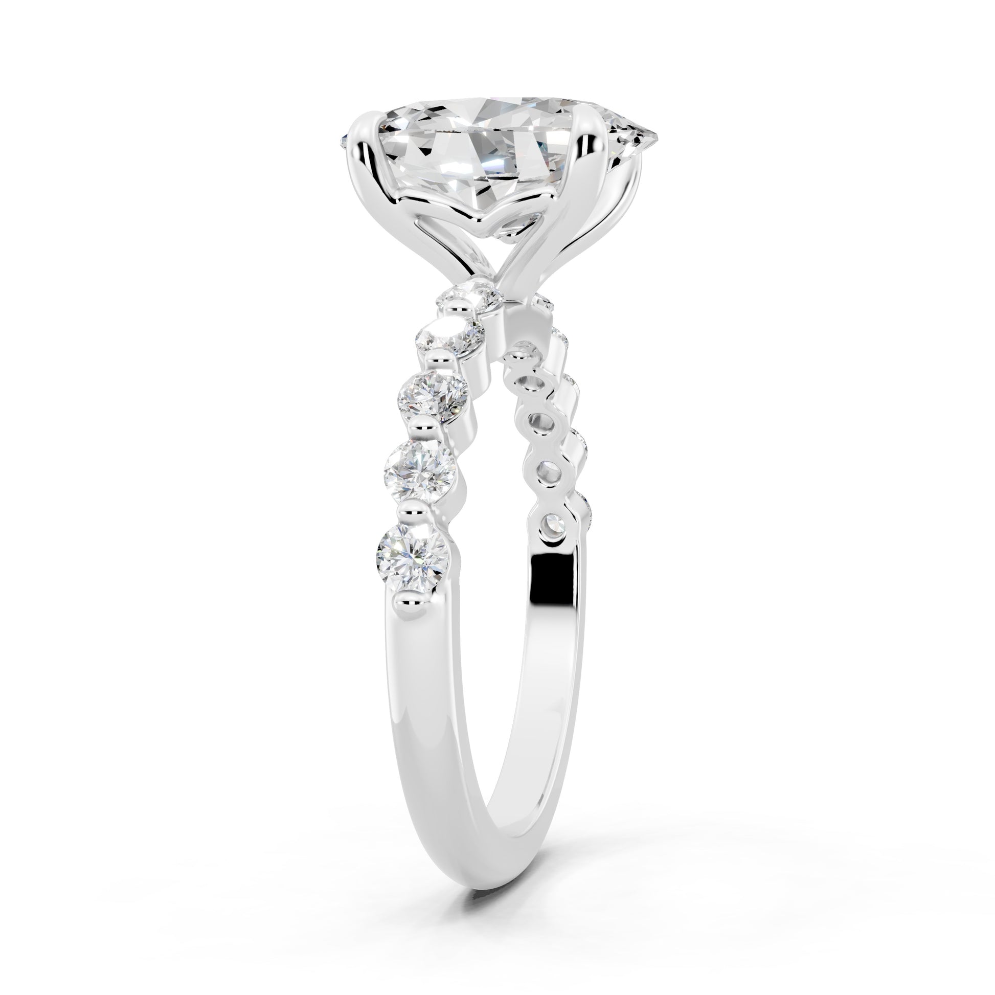 Customizable 2ct Lab Diamond Oval cut Prong band Engagement Ring