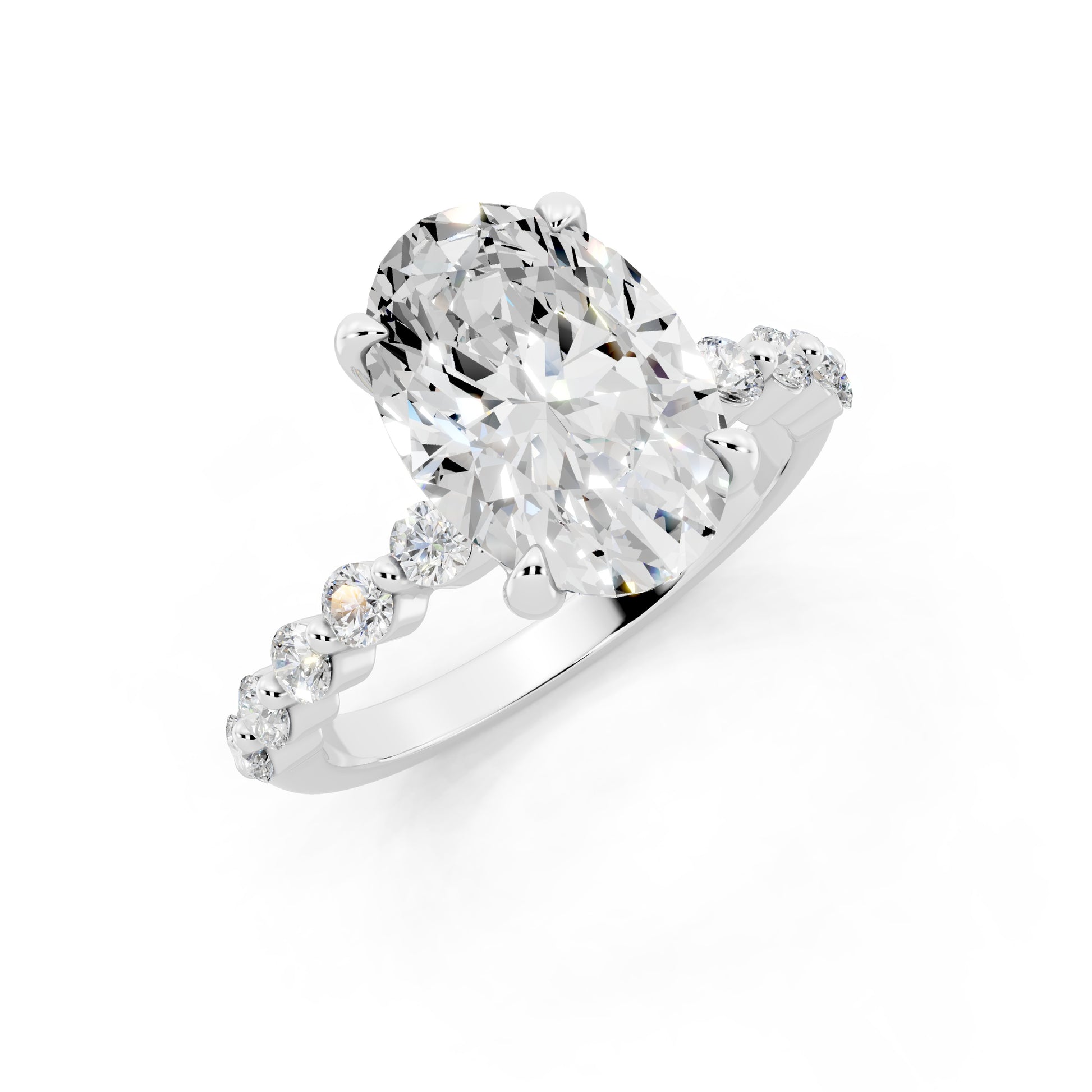Customizable 2ct Lab Diamond Oval cut Prong band Engagement Ring
