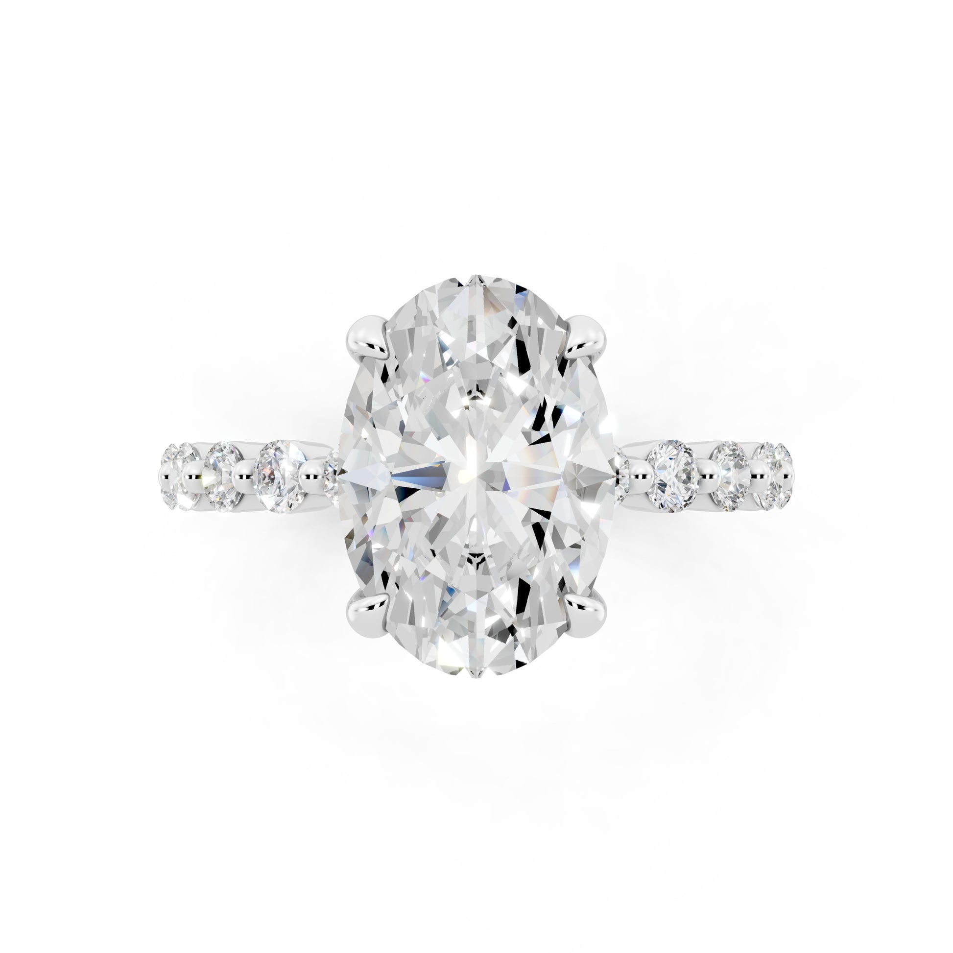 Customizable 2ct Lab Diamond Oval cut Prong band Engagement Ring