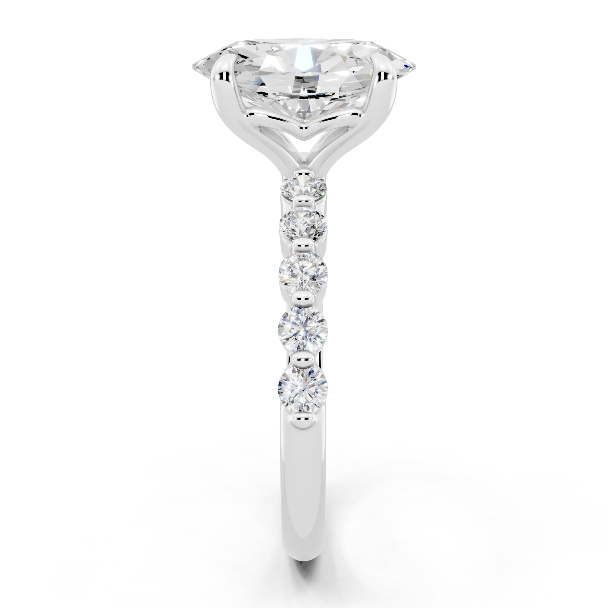 Customizable 2ct Lab Diamond Oval cut Prong band Engagement Ring