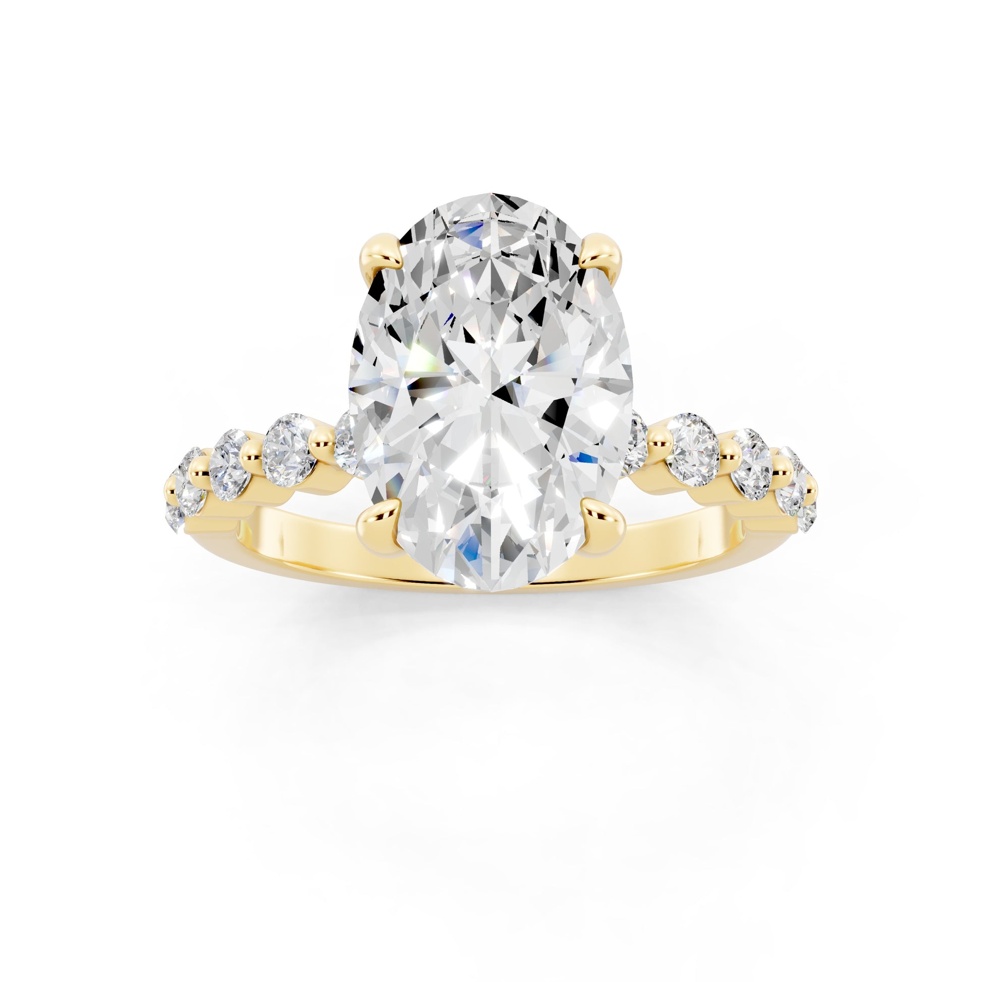 Customizable 2ct Lab Diamond Oval cut Prong band Engagement Ring