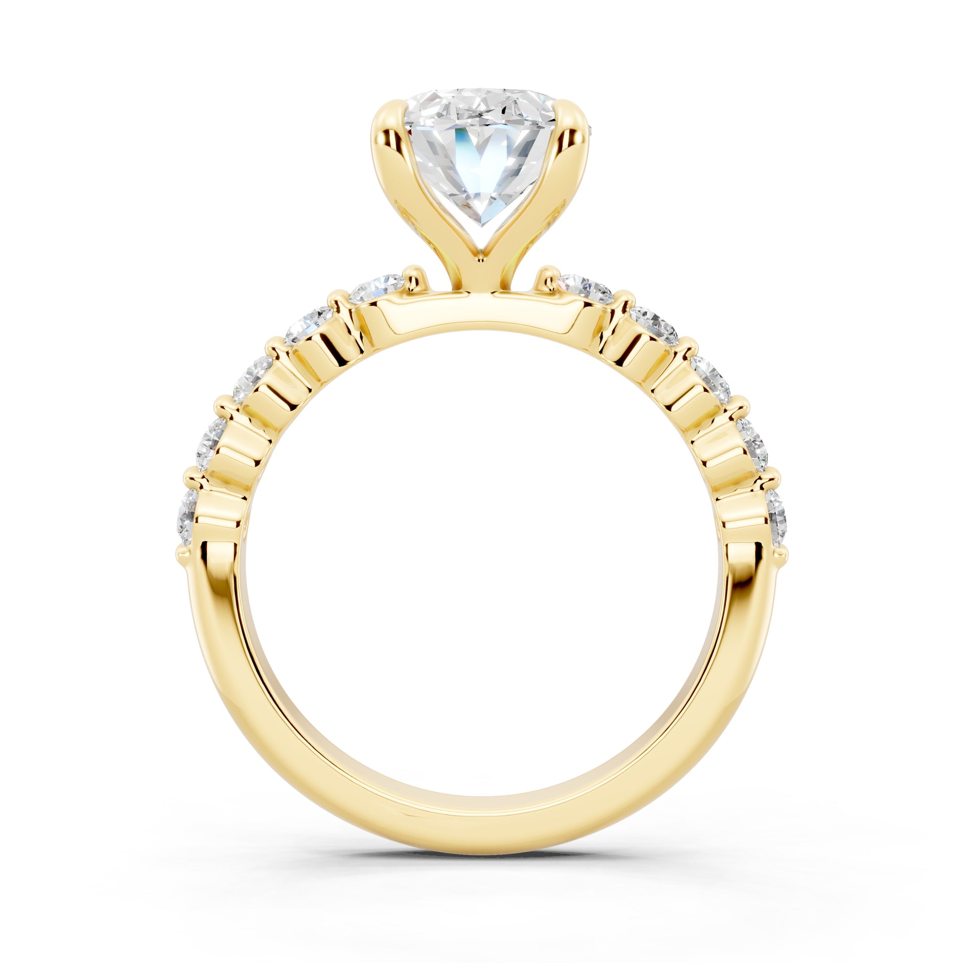 Customizable 2ct Lab Diamond Oval cut Prong band Engagement Ring