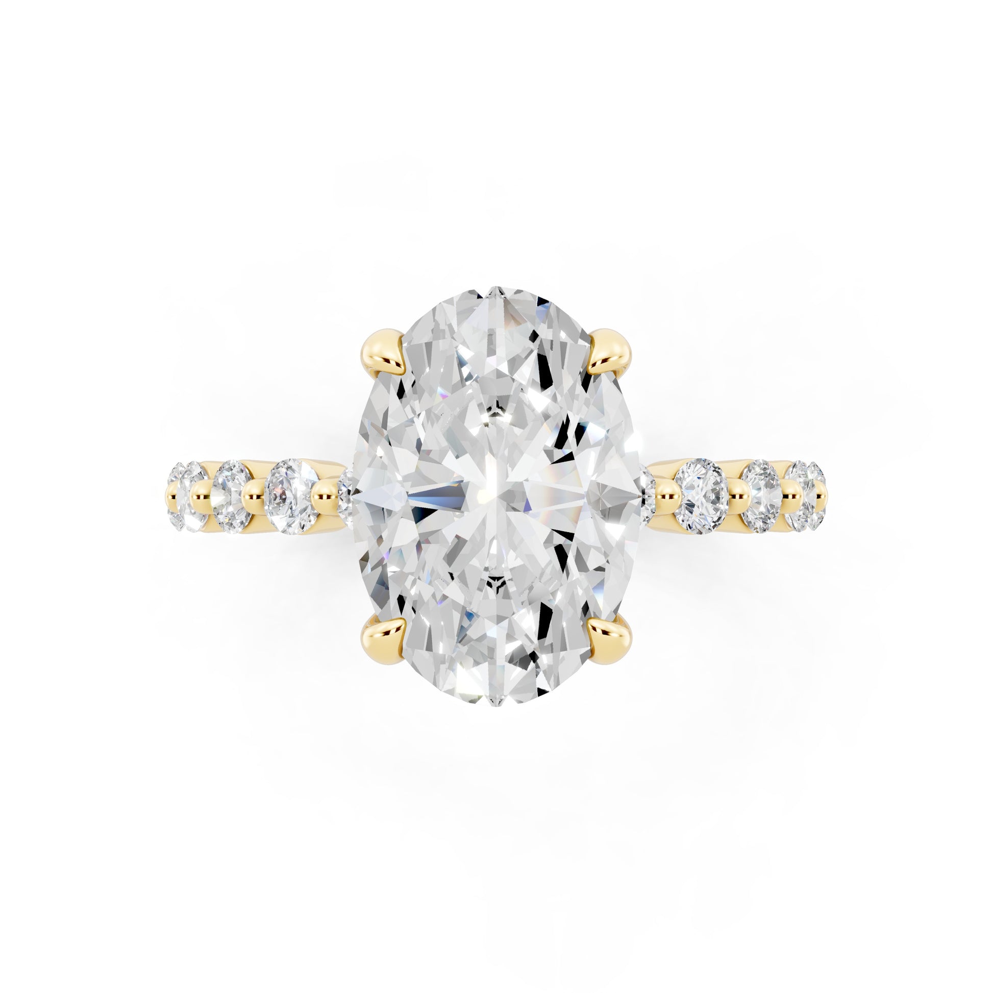 Customizable 2ct Lab Diamond Oval cut Prong band Engagement Ring