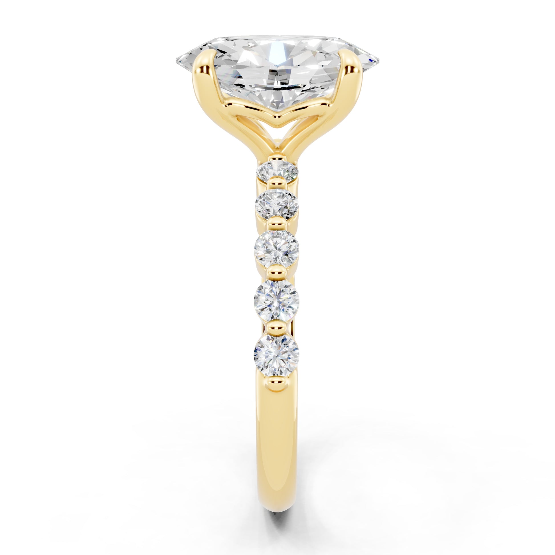 Customizable 2ct Lab Diamond Oval cut Prong band Engagement Ring