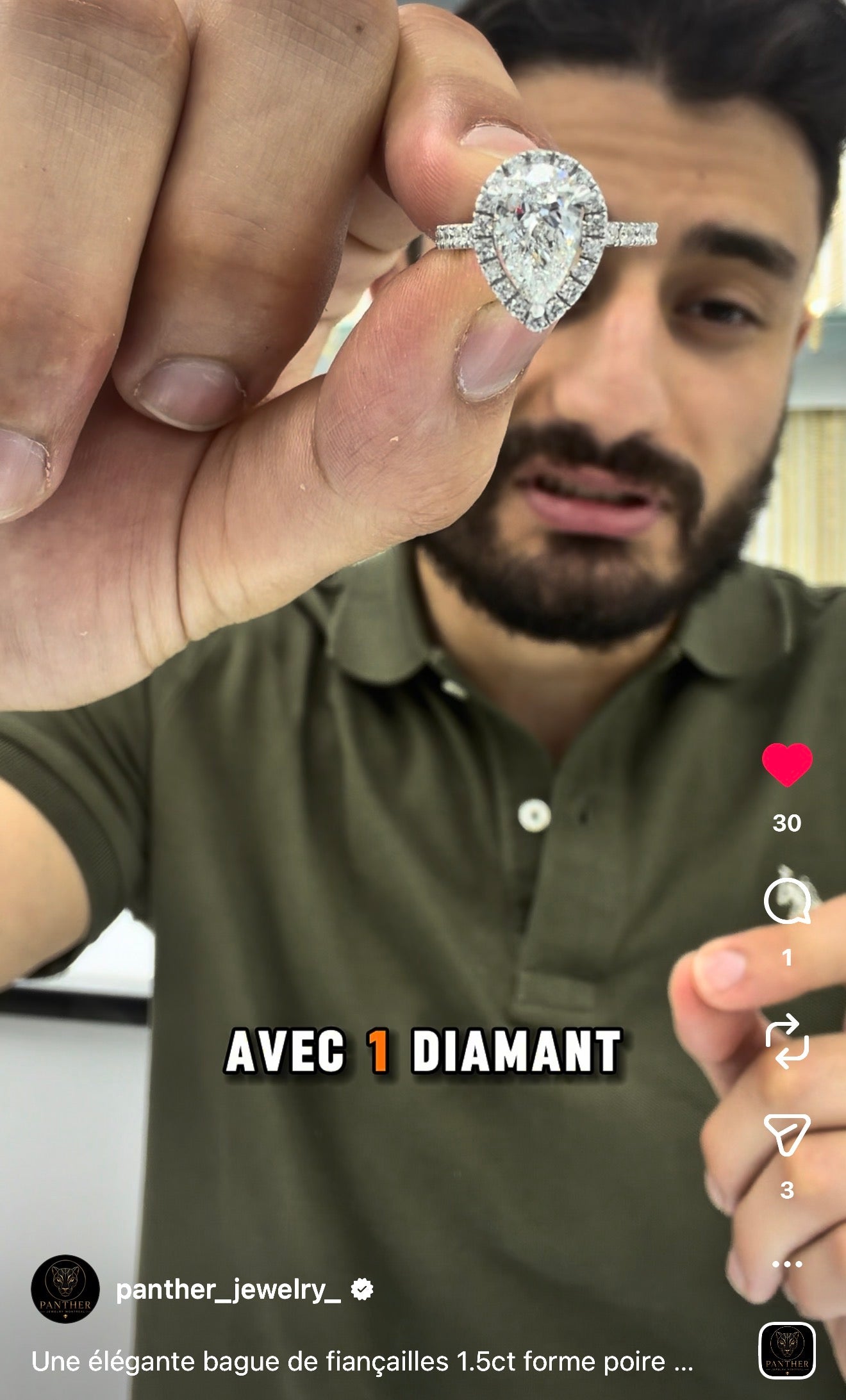 14k Gold Pear shape Lab diamond (Custom order for Spender)
