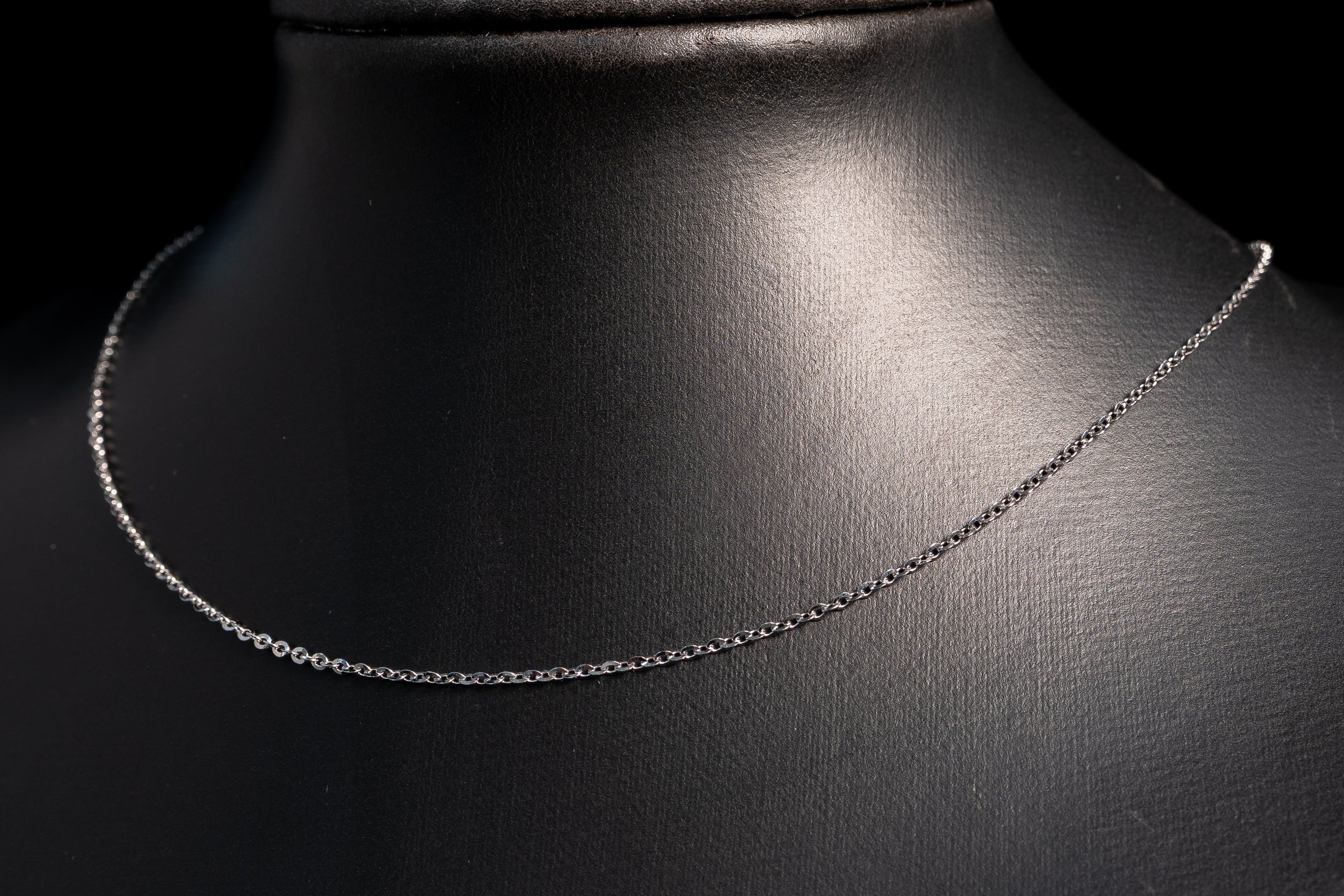 10k White Gold Solid Cable Chain 1.6mm