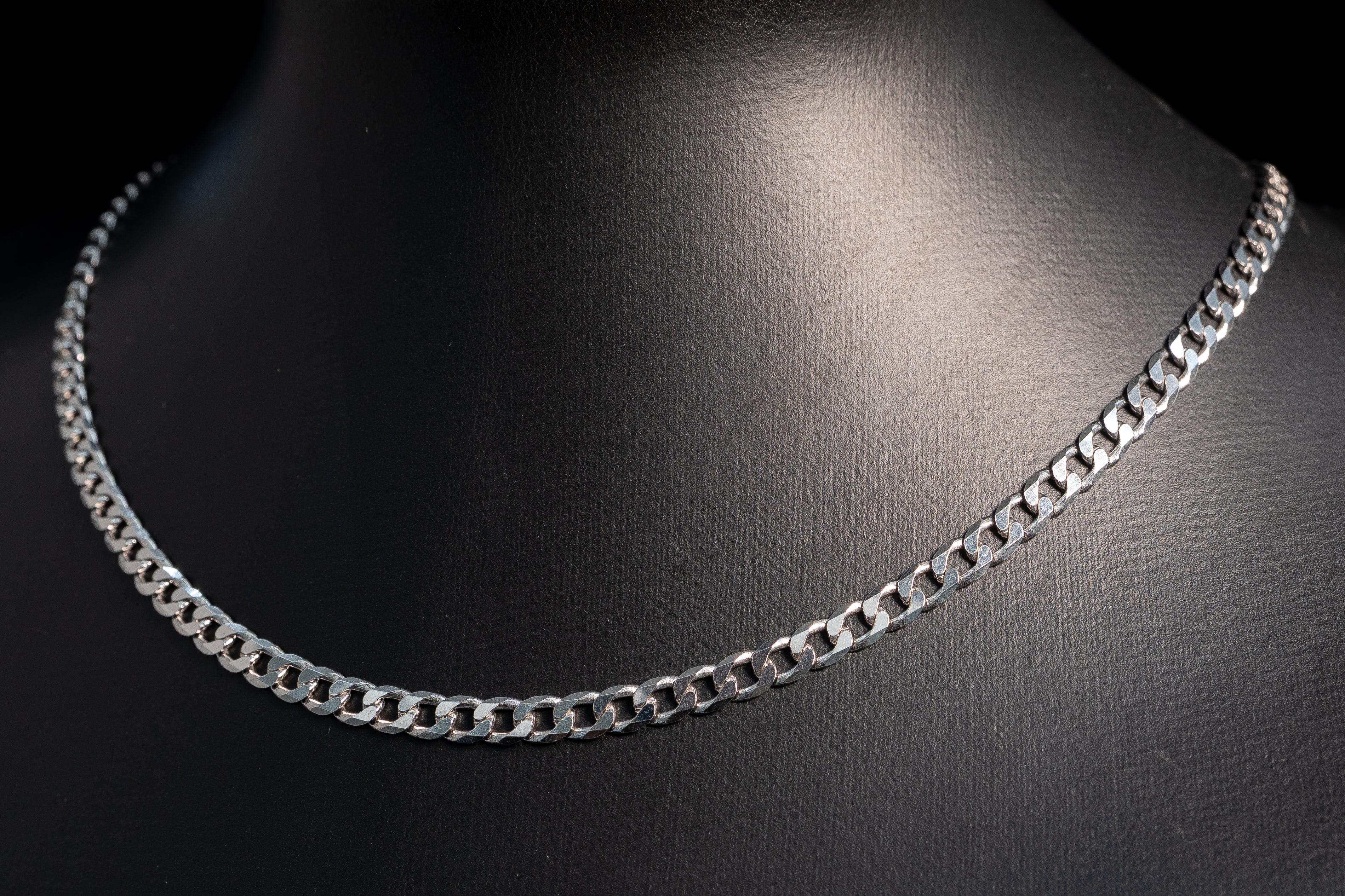10k White Gold Solid Curb Chain 4.5mm