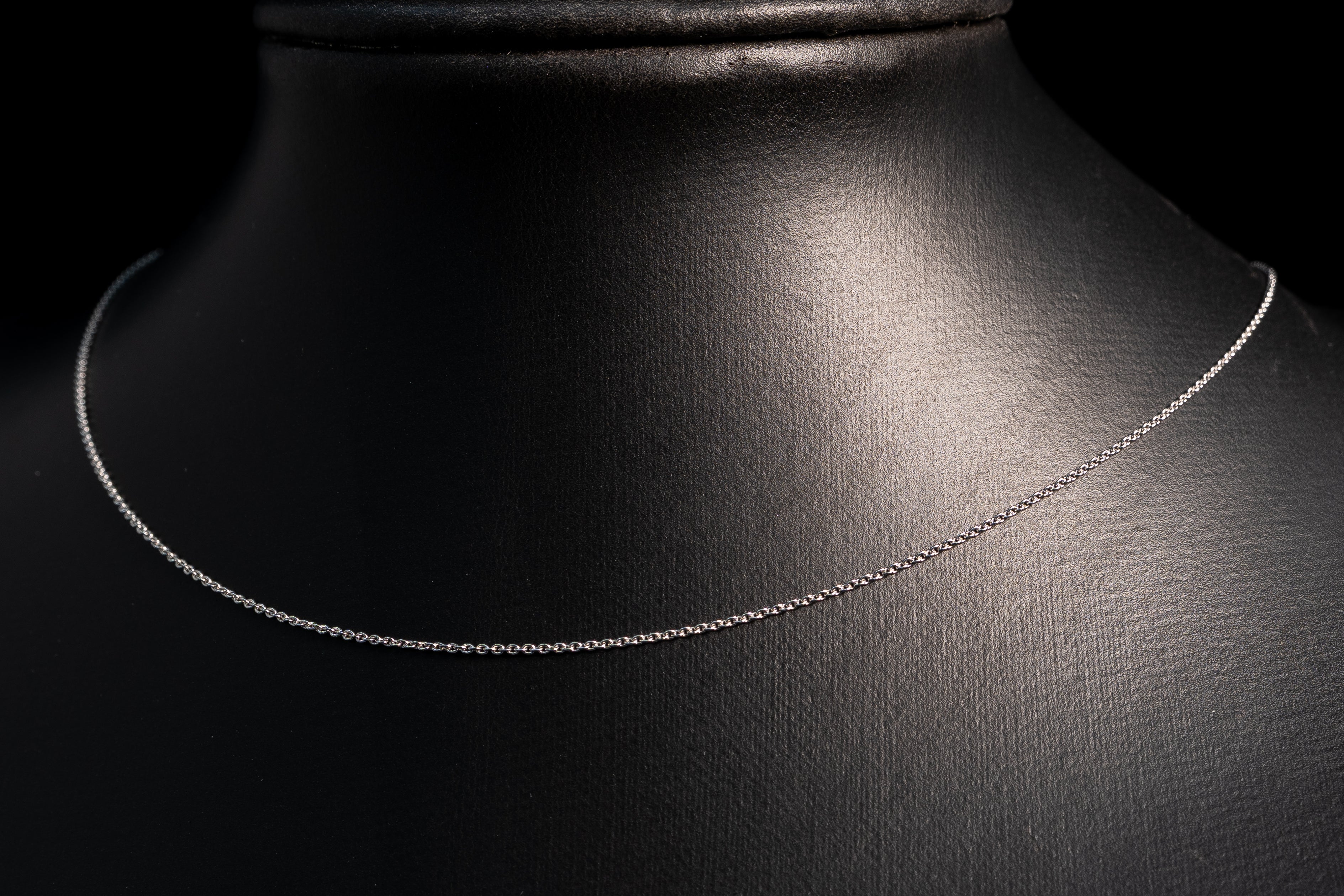 18k White Gold Cable Chain 1mm
