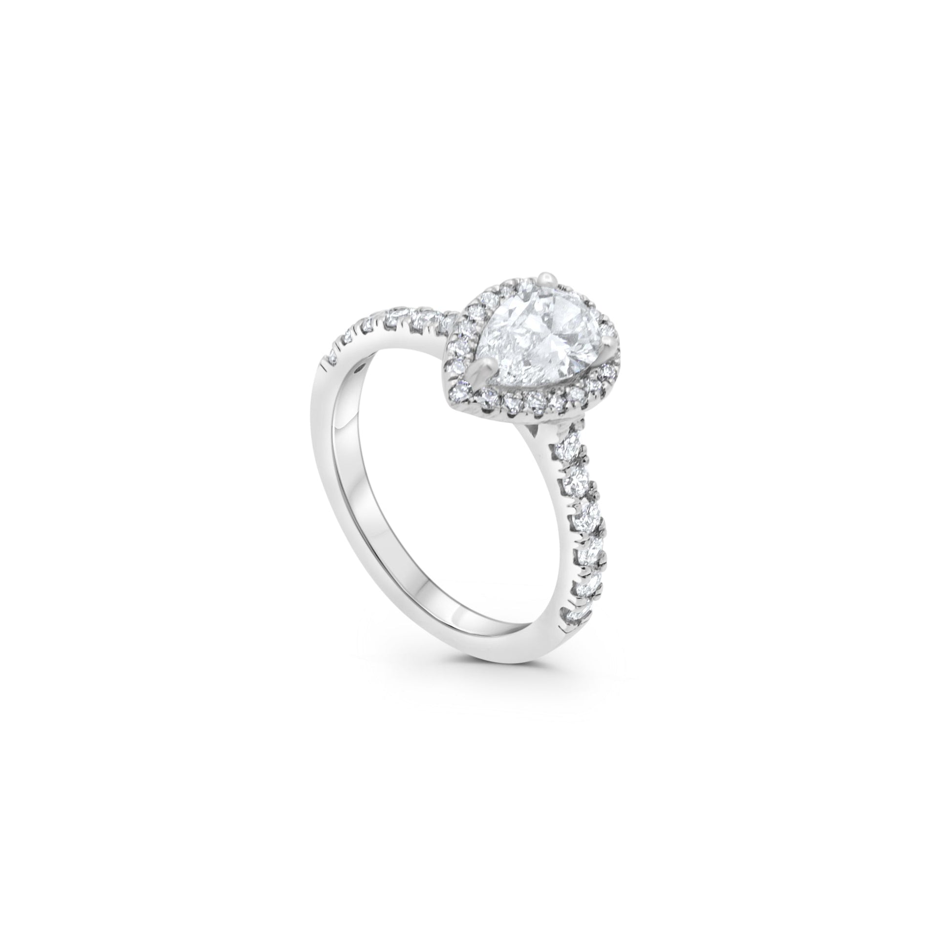 Diamant de laboratoire taille poire 1 carat | Bague de fiançailles halo taille poire