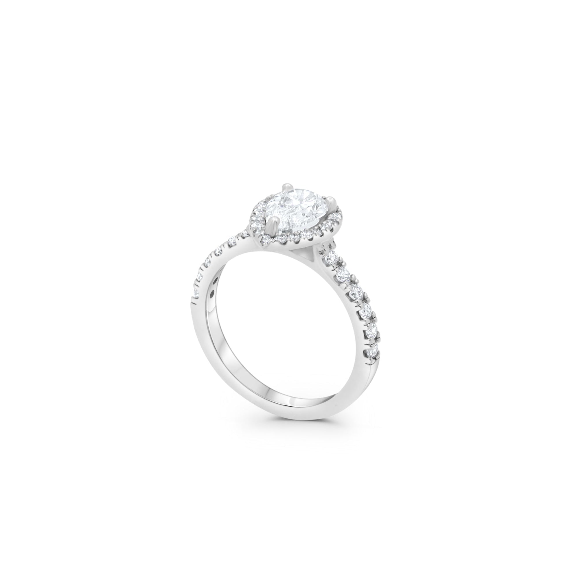 Diamant de laboratoire taille poire 1 carat | Bague de fiançailles halo taille poire