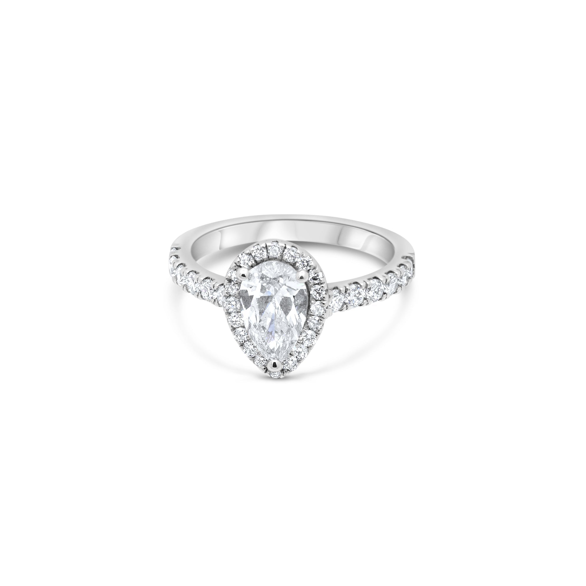 1ct Pear cut Lab Diamond | Halo Pear cut Engagement Ring
