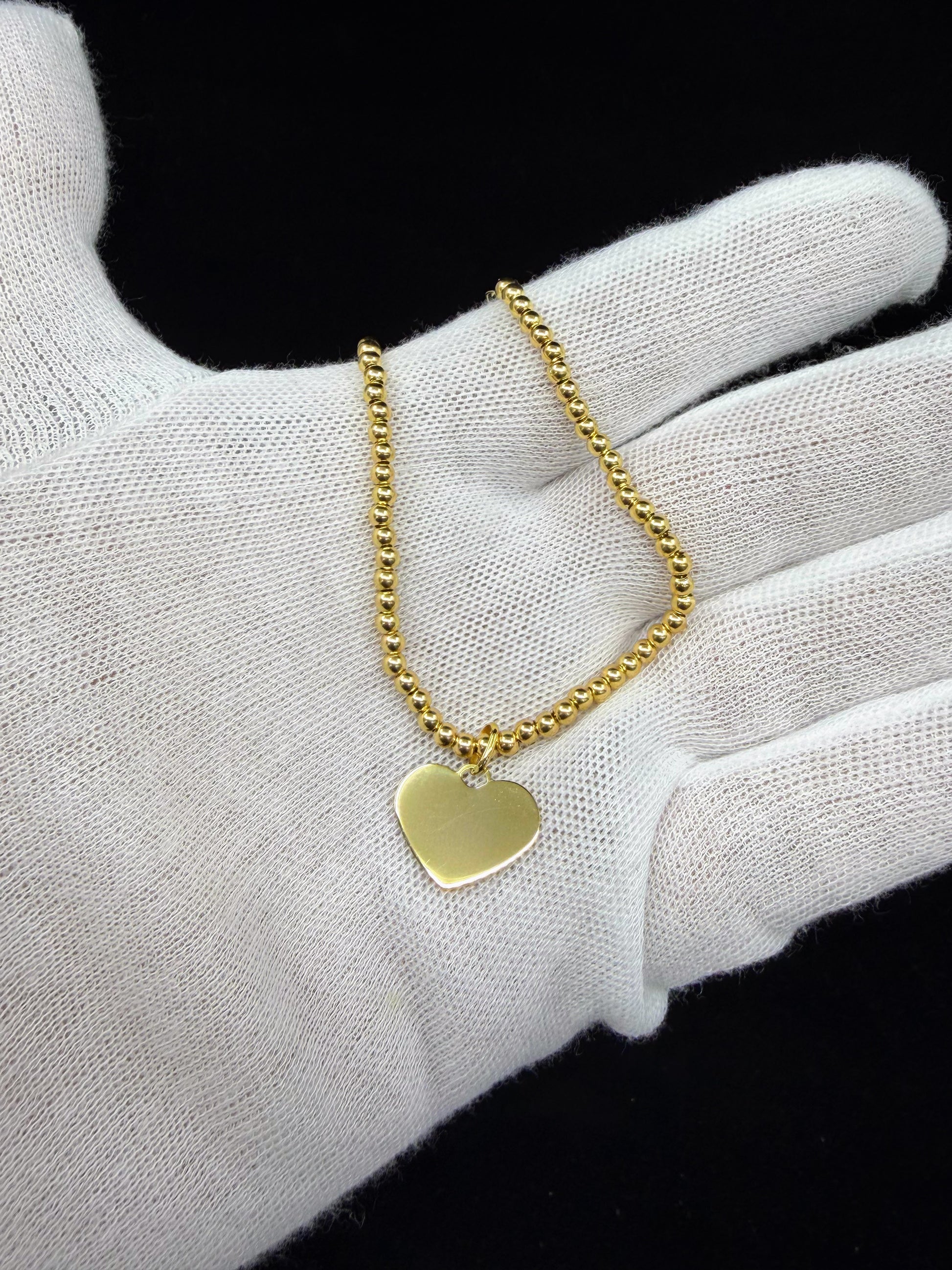 Gold Ball Bracelet with heart