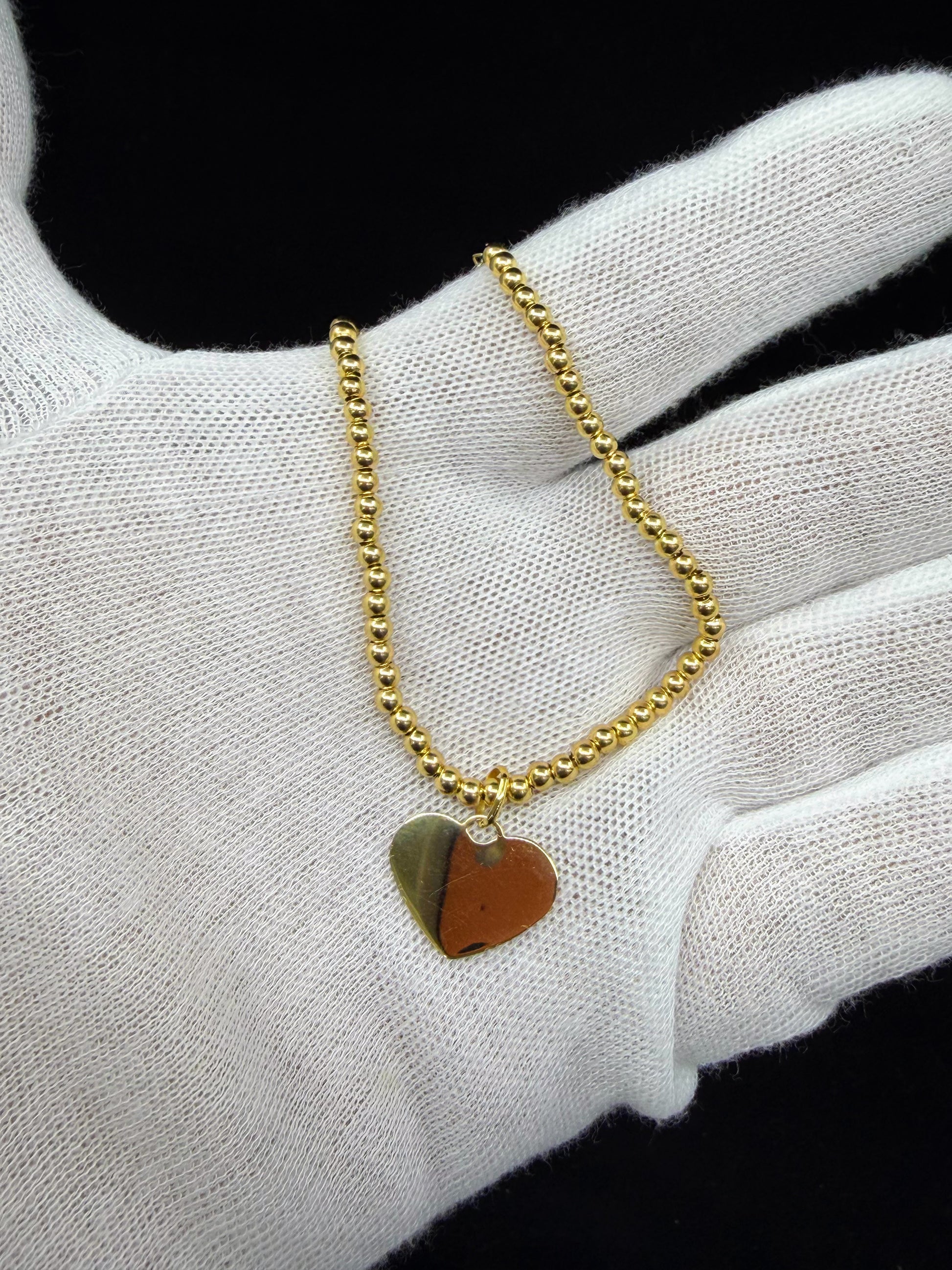 Gold Ball Bracelet with heart