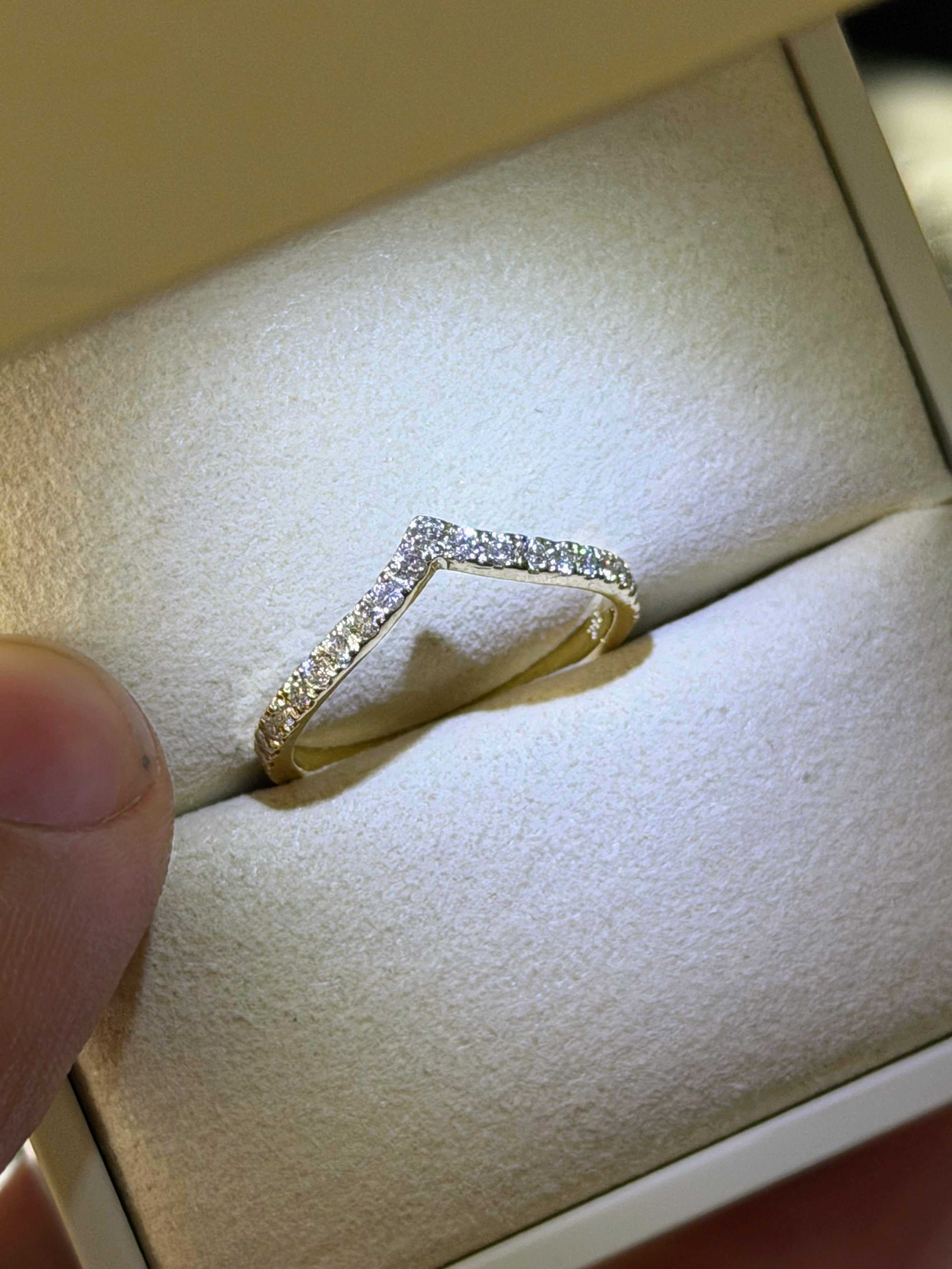 14k Gold Custom Ring V shaped