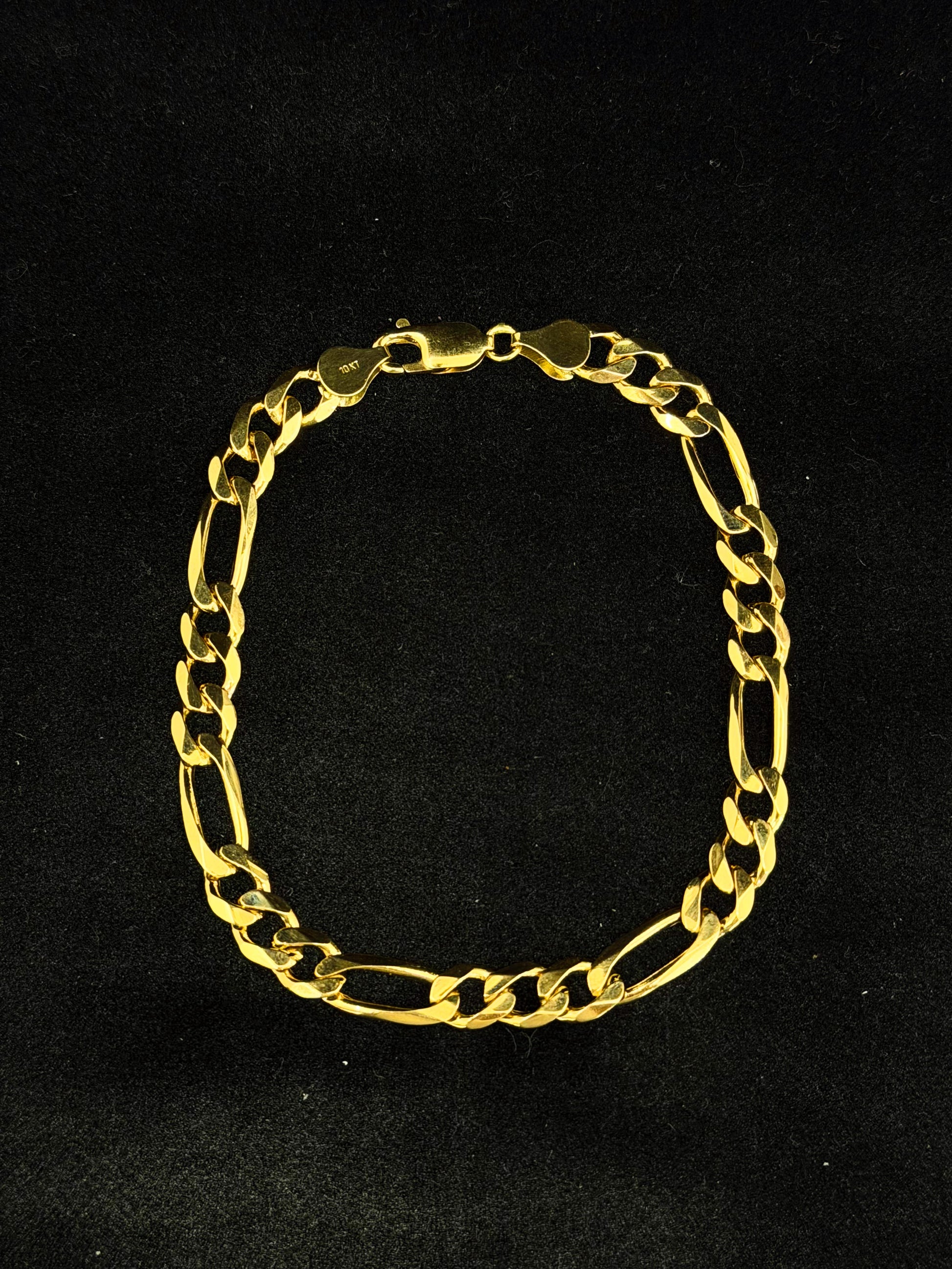 Bracelet Figaro en or massif 10K 6,5 mm