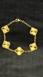 10k All Gold Clover Leaf Bracelet with 5 motif