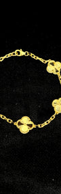 Bracelet trèfle 5 motifs tout or 10K ~10mm