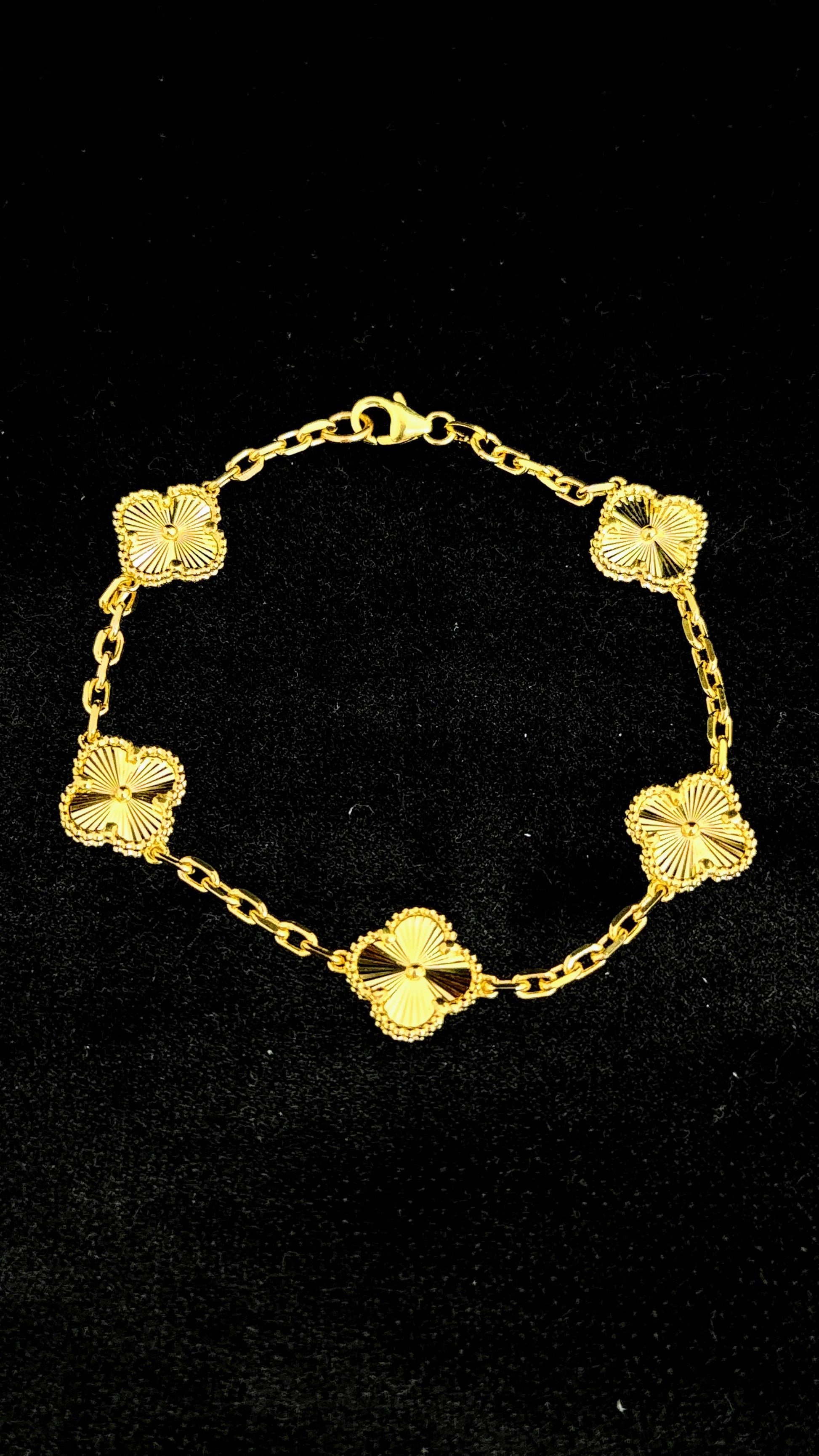 Bracelet trèfle 5 motifs tout or 10K ~10mm