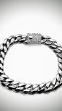 White Gold Solid Cuban bracelet 10.5mm wide