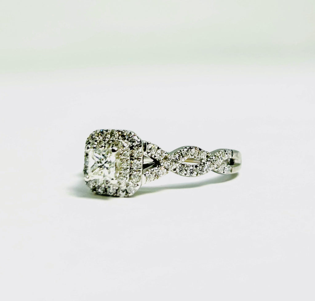 14k White Gold Engagement Ring with 1.25ct Natural diamonds
