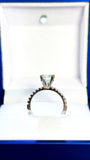 1.5ct Round Lab diamond Pave Engagement ring 18k White Gold
