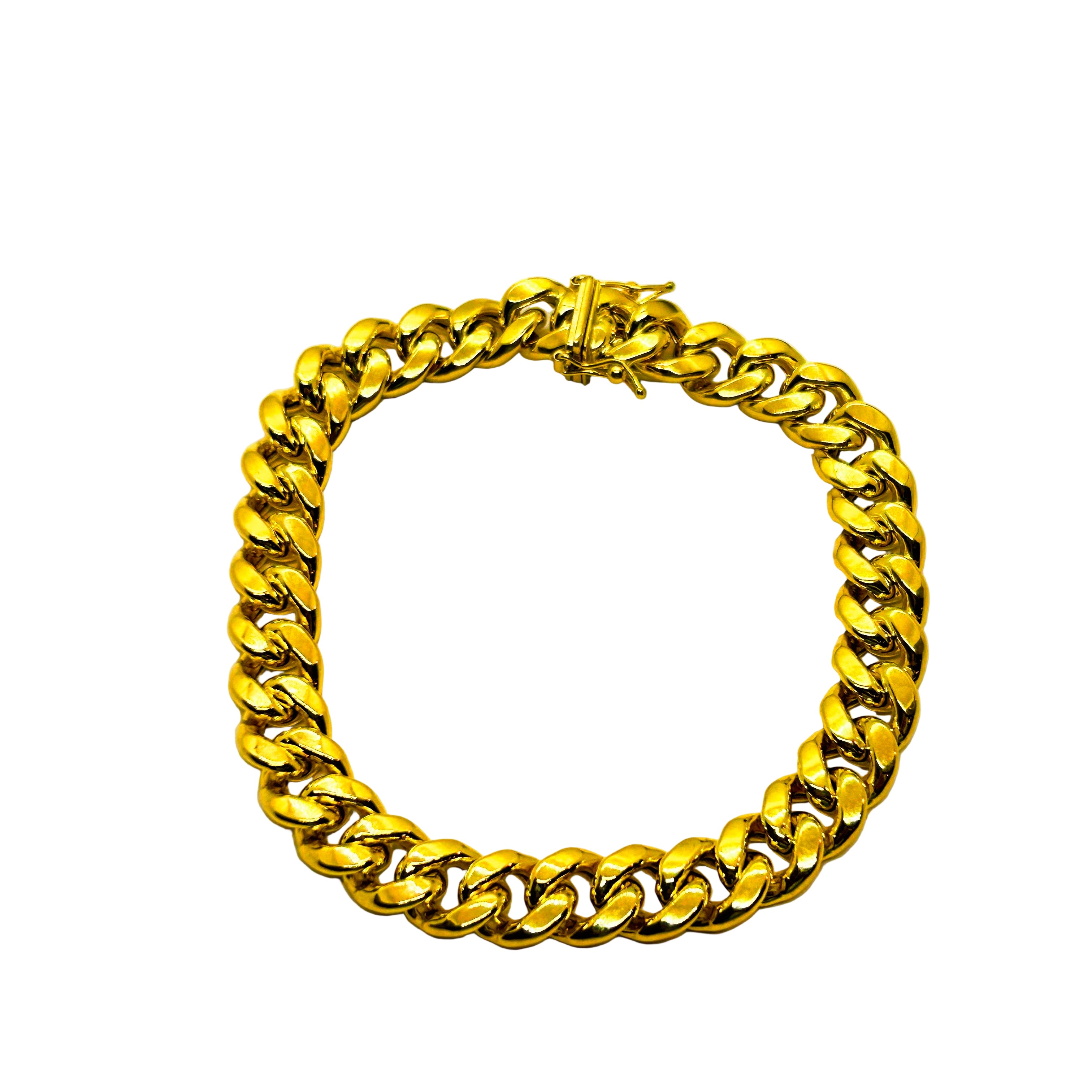 Bracelet creux cubain en or 10K, largeur 10 mm