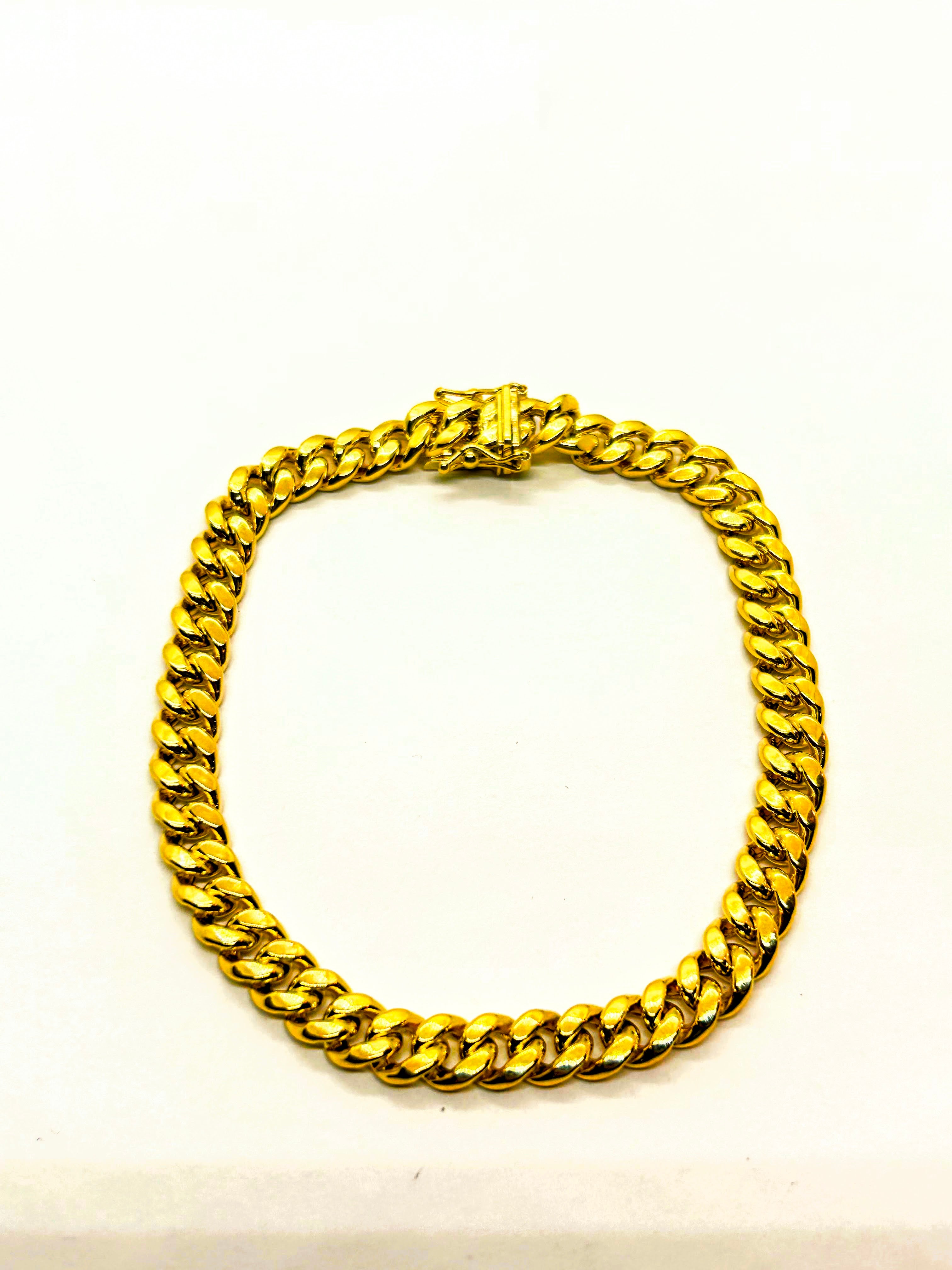10k Gold Miami Cuban Bracelet, Real 10K Yellow Gold Miami Cuban