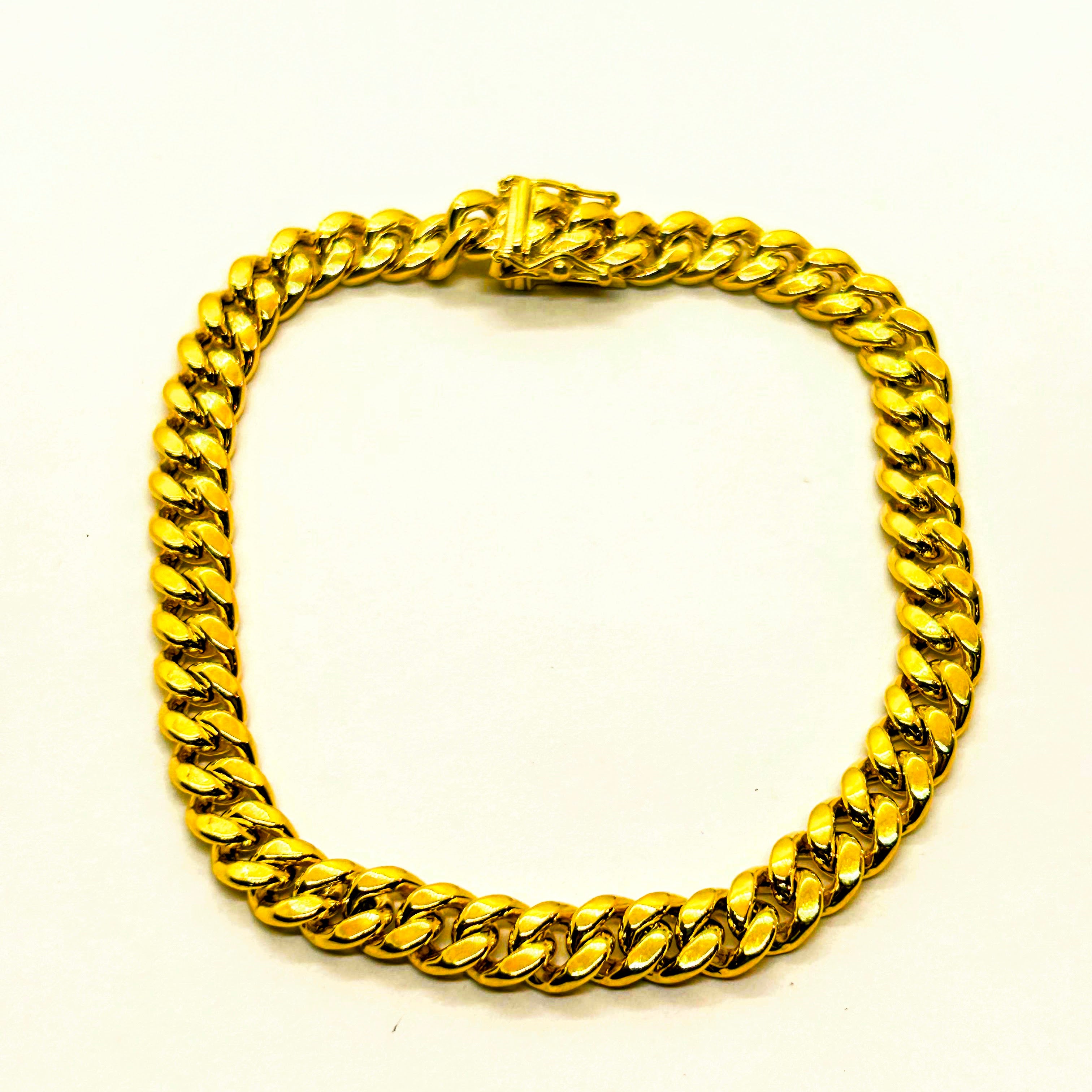 Bracelet cubain creux en Or 10K ~7mm