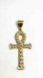 Pendentif croix cubaine en or 10K bicolore avec taille diamant