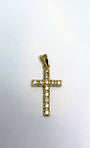 Pendentif croix en or jaune 10 carats avec oxydes de zirconium