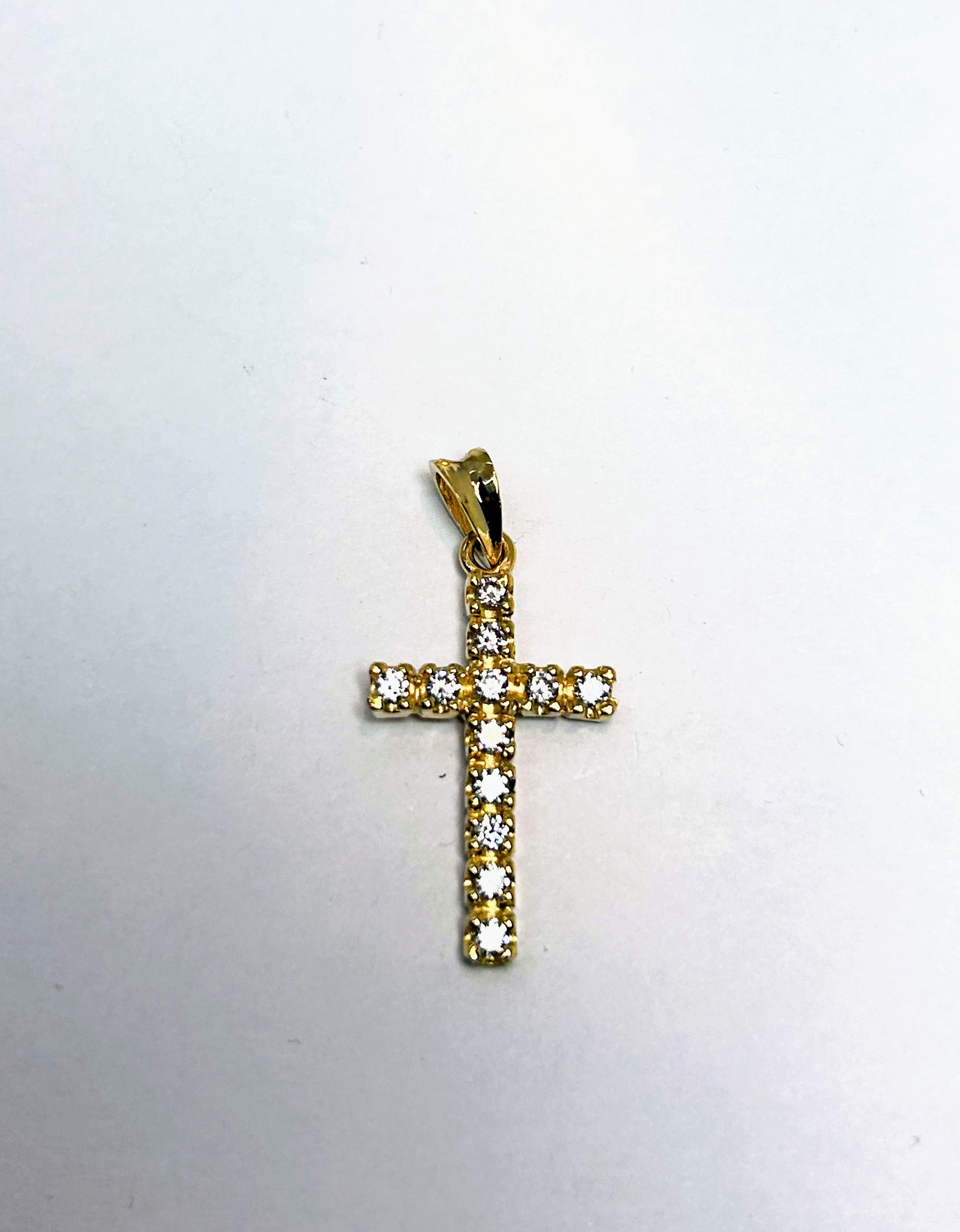 10k Yellow gold cross pendant with CZ stones