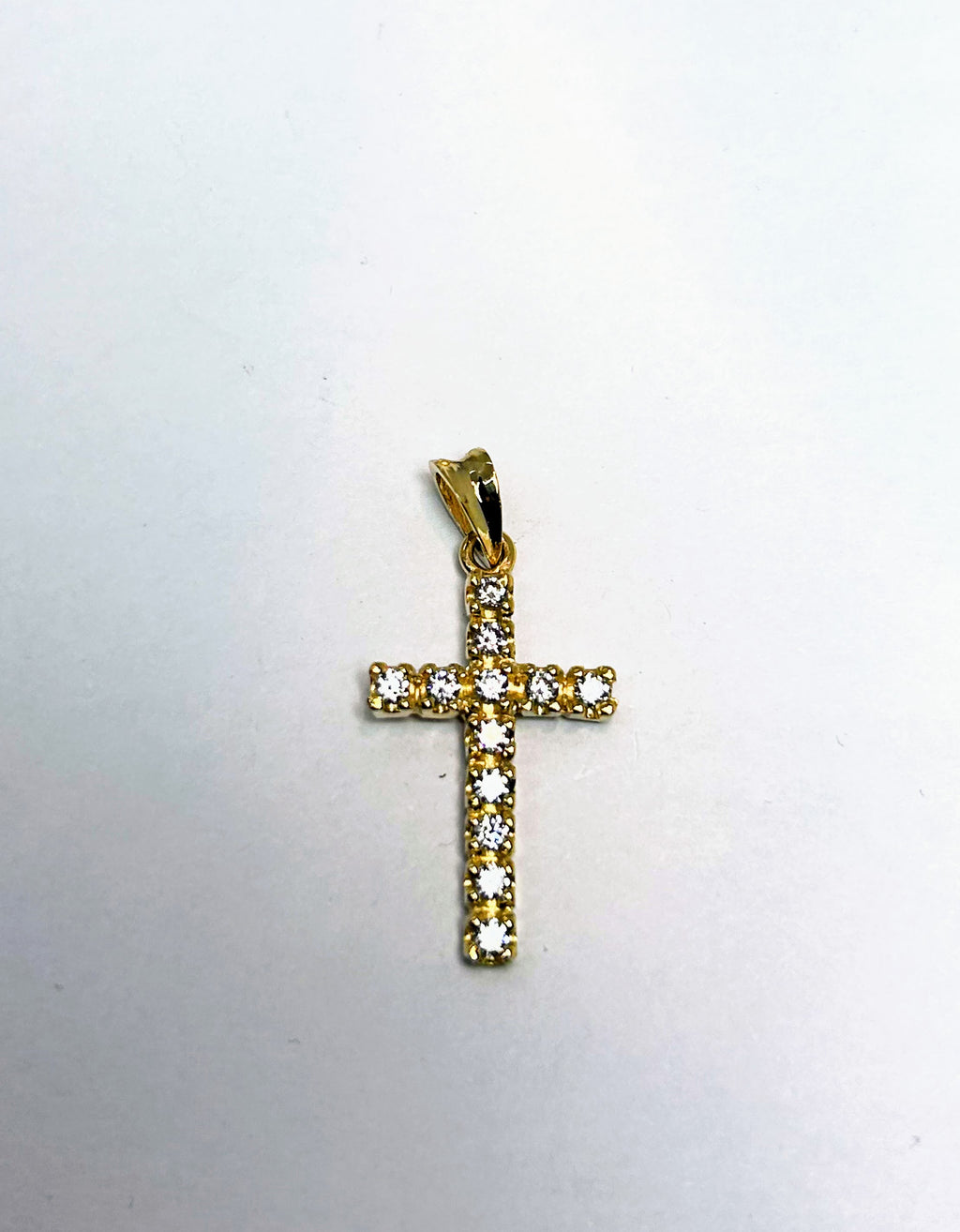 10k Yellow gold cross pendant with CZ stones