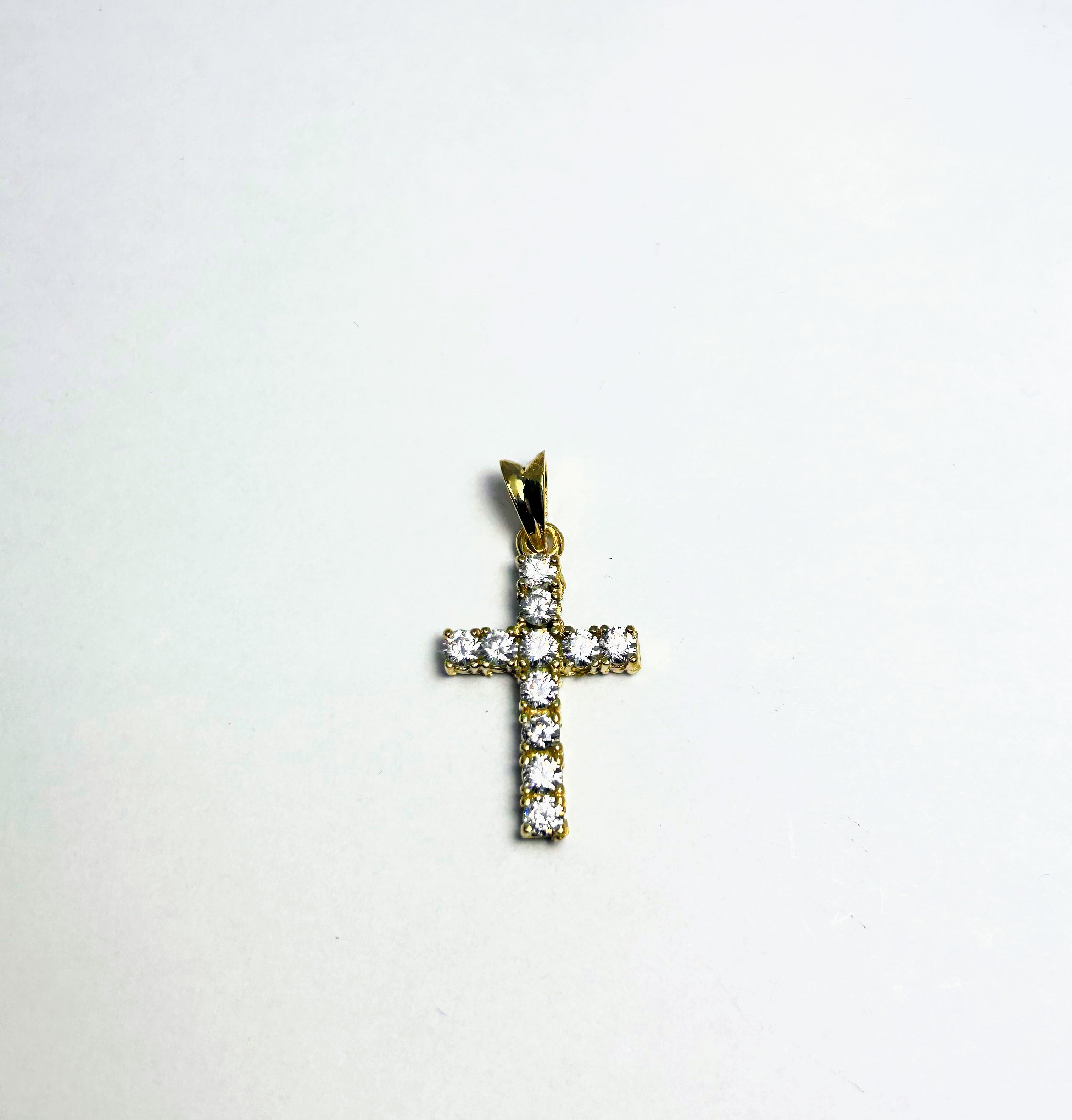 10k Cross pendant with CZ stones