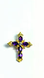 Pendentif croix en or 10K avec améthystes