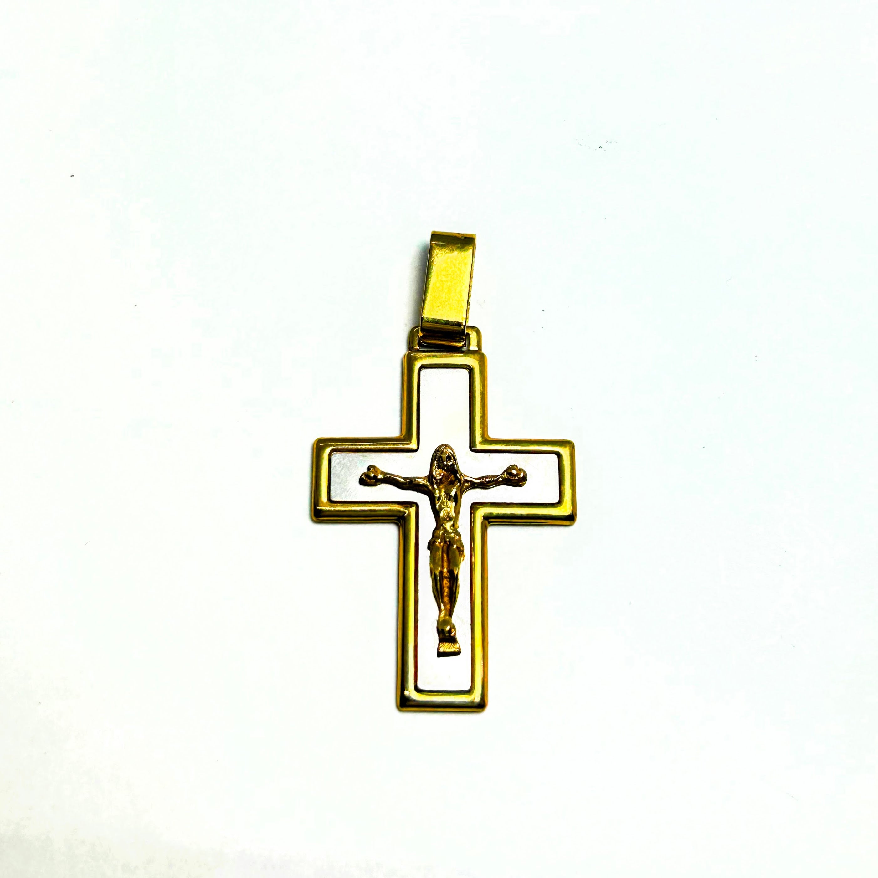 Pendentif Croix en or 10k bicolore