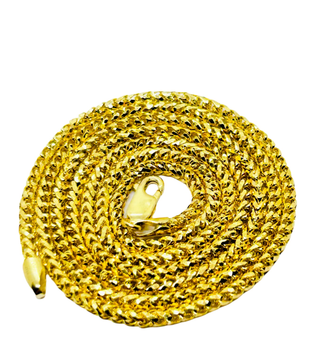 10k Semi-Solid Franco chain with Diamond cut 2.6mm wide
