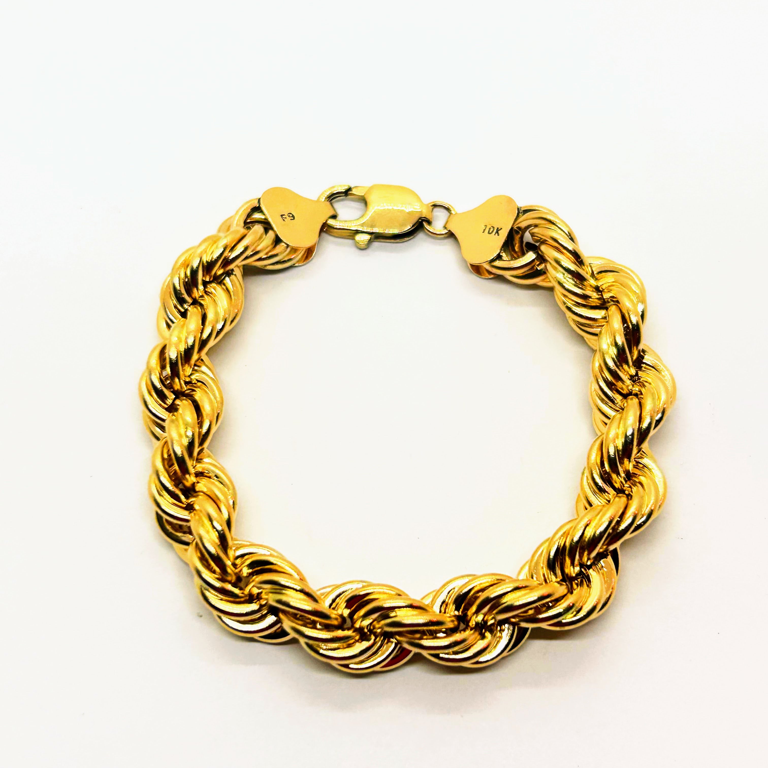 Bracelet corde or 10K 10 mm