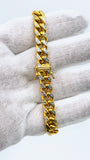 10k Gold Cuban Bracelet Diamond cut two tone 9mm