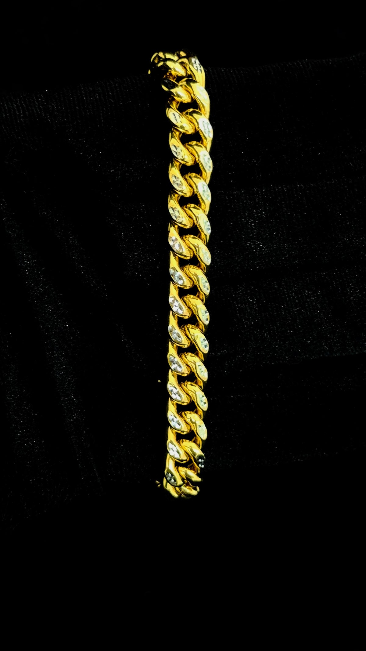 10k Gold Cuban Bracelet Diamond cut two tone 9mm